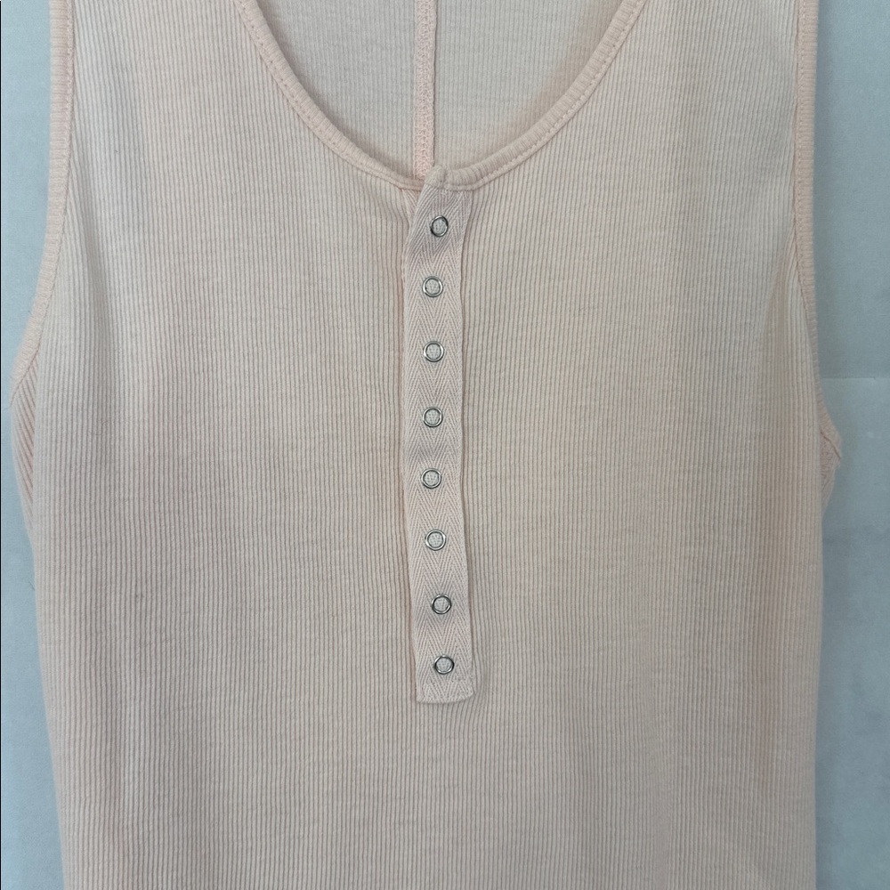 INTIMATELY FREE PEOPLE Light Peach Button-Front Ribbed Tank Top Size Small - Picture 8 of 9